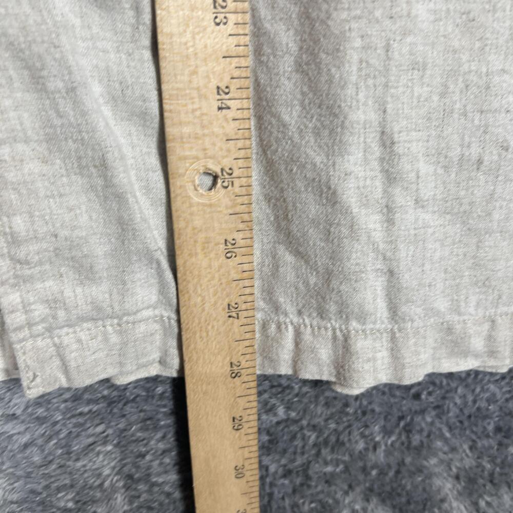 Kenneth Cole Shirt Mens L Beige Short Sleeve Button Up Linen Lyocell Pocket - Picture 7 of 8
